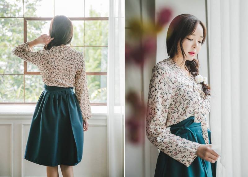 이 생활한복 저고리랑 어울릴 치마 색 좀 골라주라💜 111 네이비 222 베이지 333 다크브라운 | 인스티즈