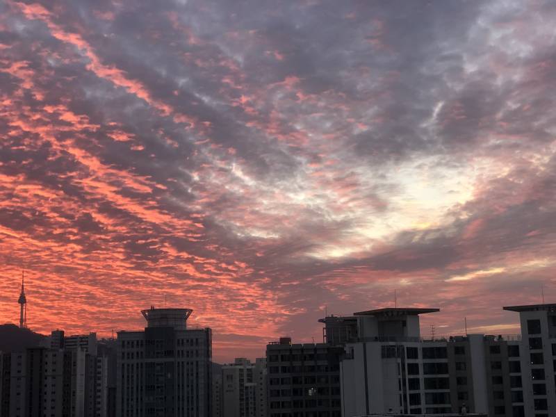 와 아까 씻고 나왔는데 하늘이 너무 예뻐 대박😲😲 | 인스티즈