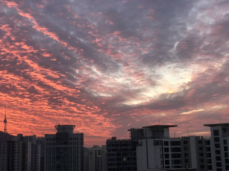 와 아까 씻고 나왔는데 하늘이 너무 예뻐 대박😲😲 | 인스티즈