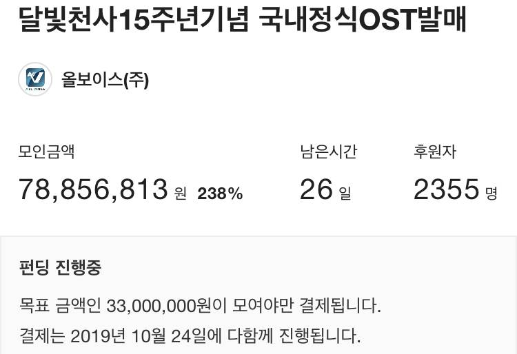 달빛천사 음원발매에 돈이 이정도 모이는게 실화? | 인스티즈