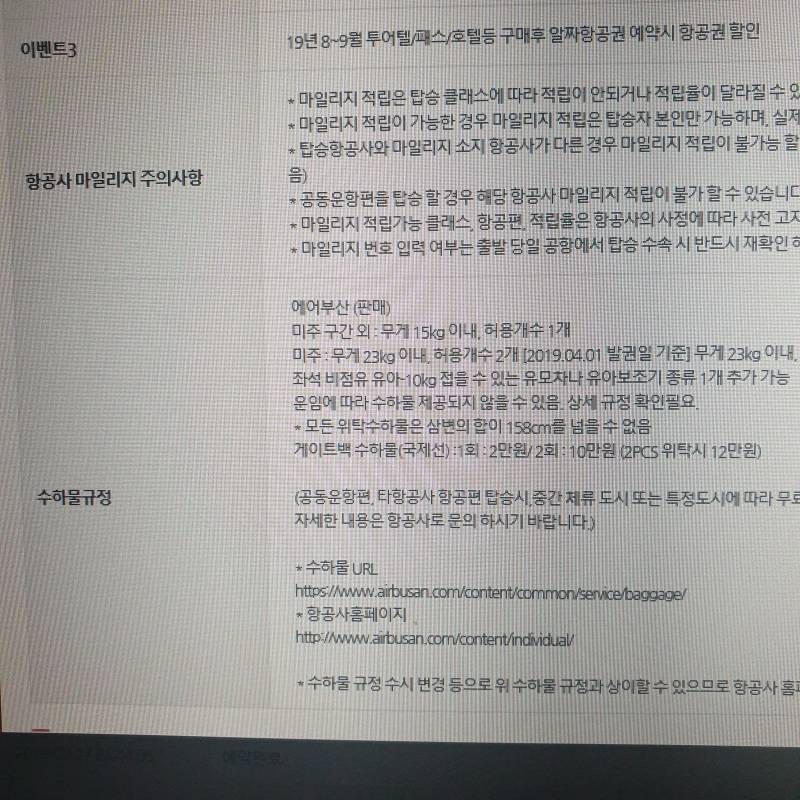 이렇게 적혀 있으면 위탁수하물 포함이란 말이겠지? | 인스티즈