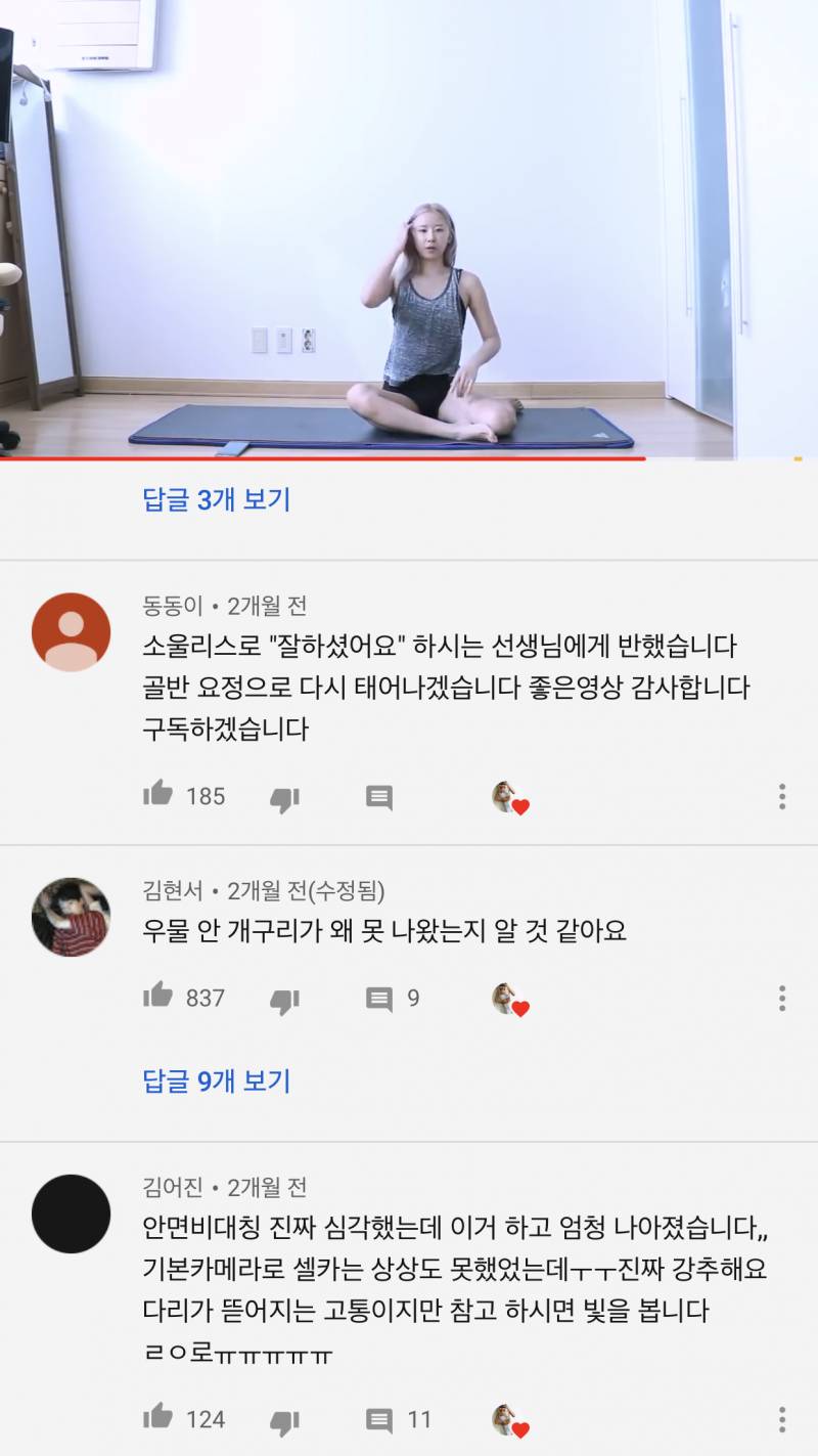 아 골반 교정하는데 유튭 댓글 너무 웃곀ㅋㅋㅋㅋㅋㅋㅋㅋ | 인스티즈