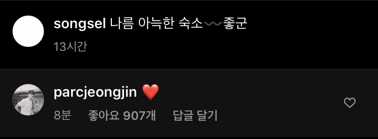 와 정진이 세라 인스타에 댓글단거 뭐야 | 인스티즈