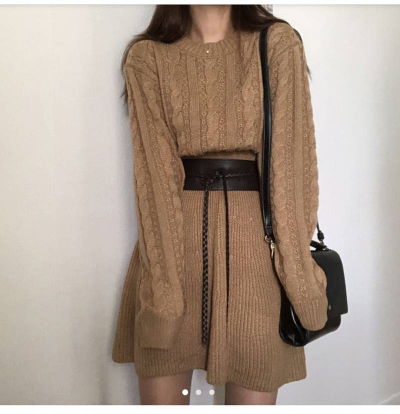 이 니트원피스 샀는데 코디사진처럼 중간에 벨트하는게 확실히 이쁘지? | 인스티즈