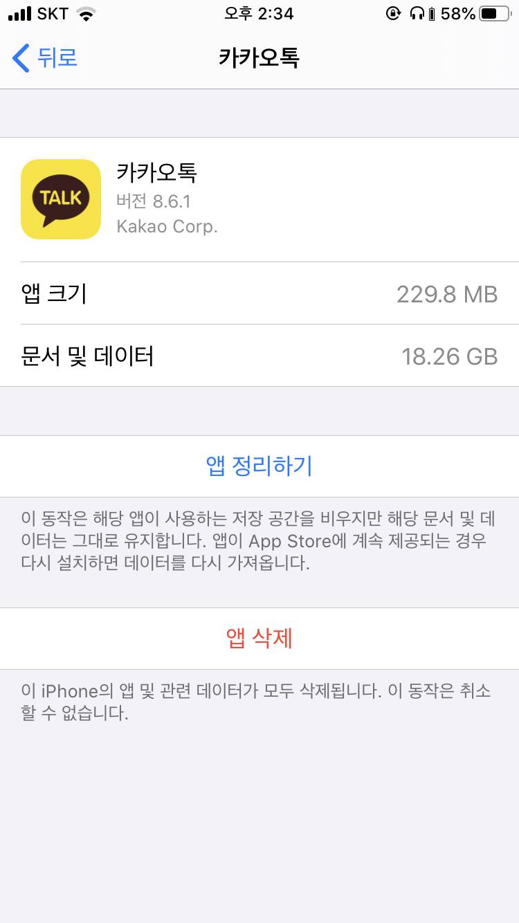 카카오톡 앱의 문서및 데이터가 18기가 라는데 | 인스티즈