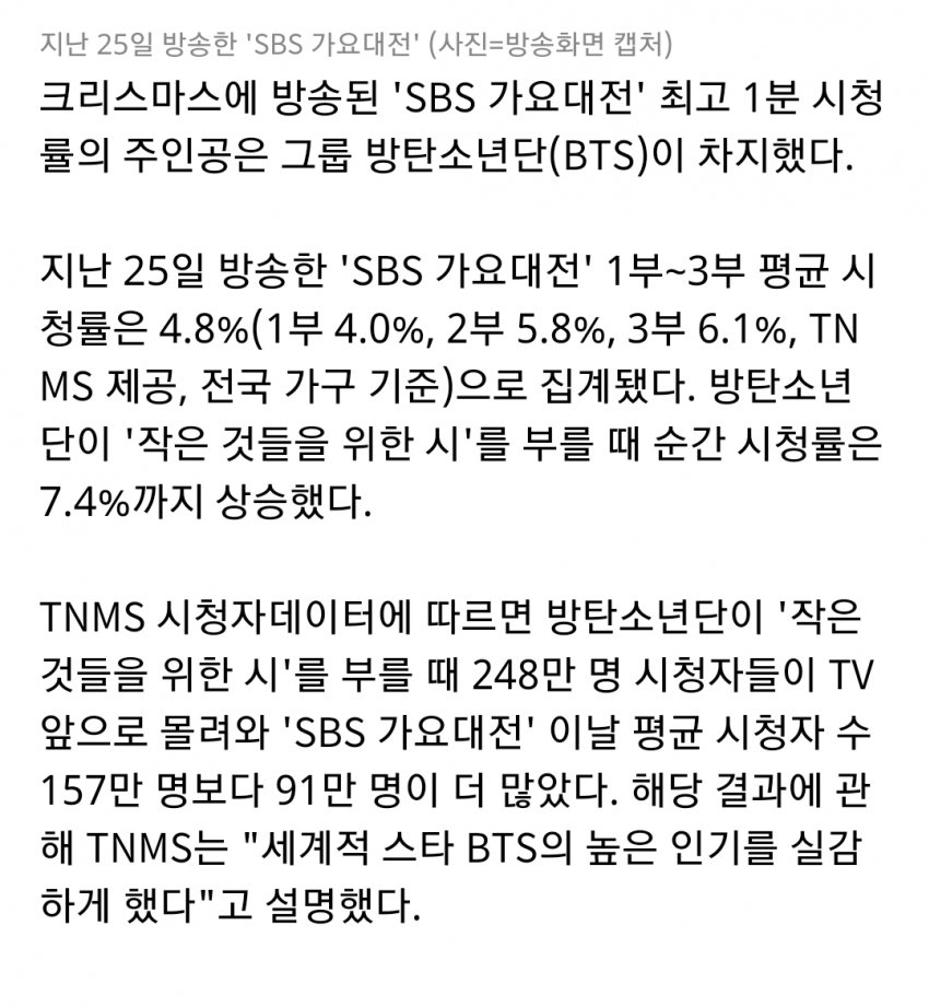 방탄 나온다니까 시청률이 올라가는데 | 인스티즈