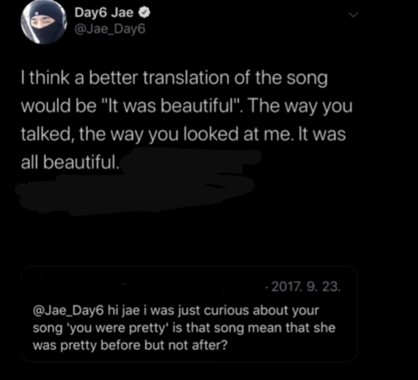 예뻤어 영어제목이"You were beautiful"이거든??누가 그럼 전에는 예뻤는데 지금은 아니라는 의미야?이러니까 | 인스티즈