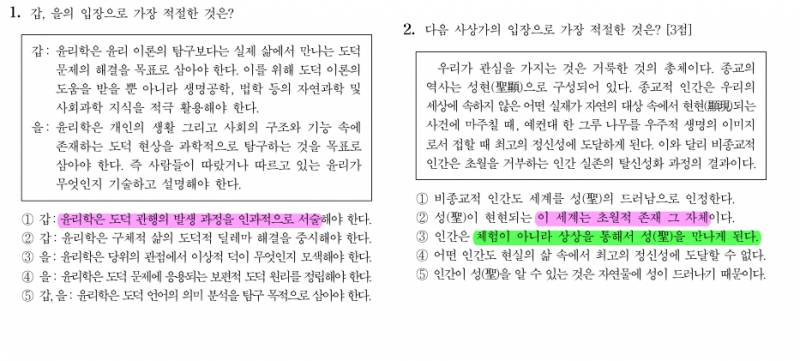 2020학년도 수능 생활과 윤리에 연계된 수특 & 수완 내용 완.전.분.석 | 인스티즈