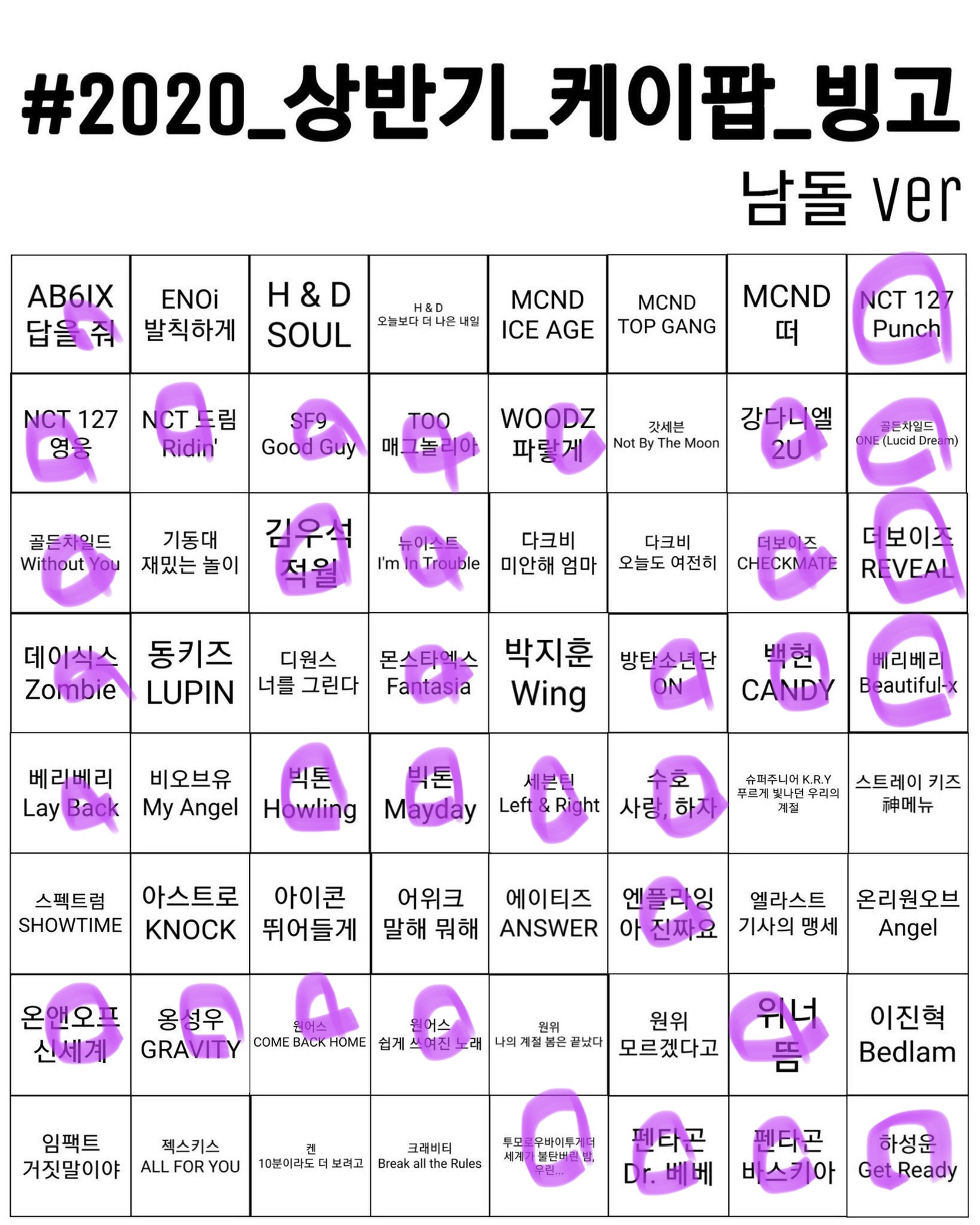 케팝 빙고 은근 힘드네 | 인스티즈