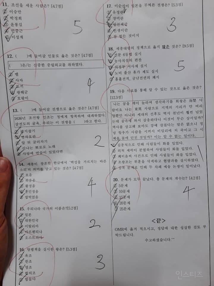요즘 고등학교 한국사 시험 난이도 | 인스티즈