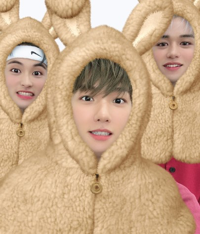 이 사진은 백현, 루카스, 마크의 스노우 ᙏ̤̫ 필터를 쓴 사진이며 | 인스티즈