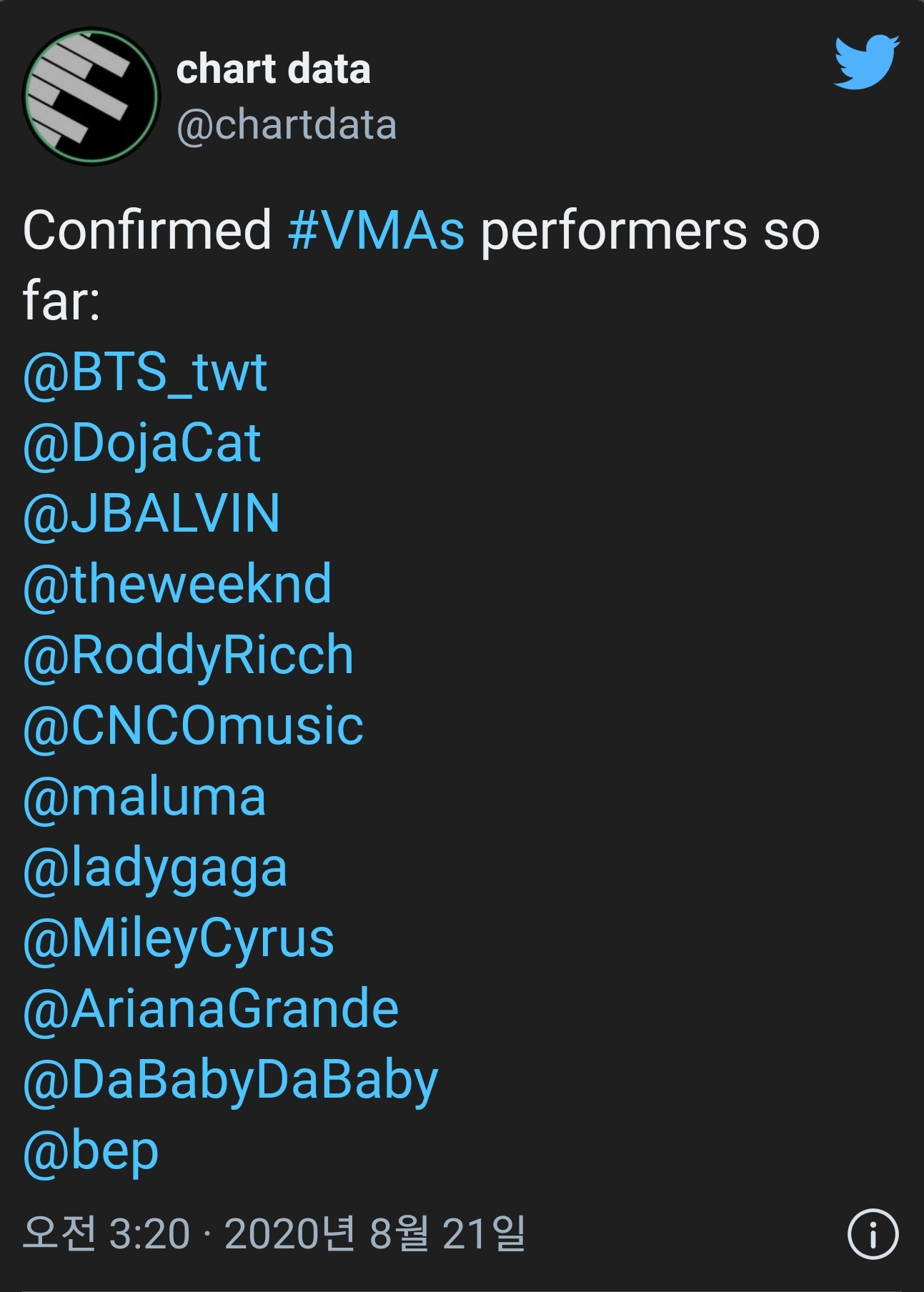 vma라인업이라는데 여기서 몇명정도 알아야 해외가수 많이아는거야?? | 인스티즈