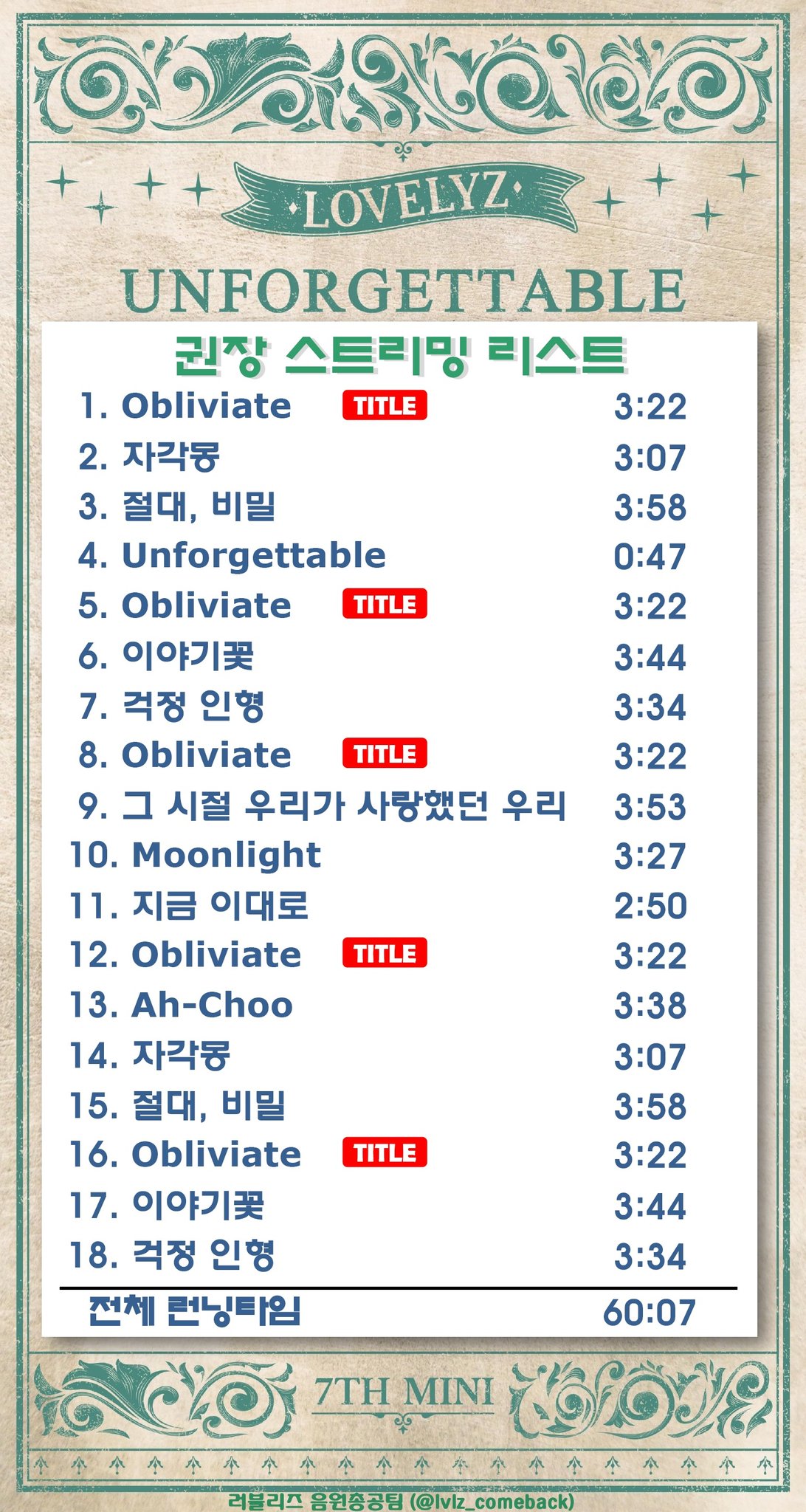 러블리즈들아 쩰들아 권장스밍리스트 올라왔어!! | 인스티즈