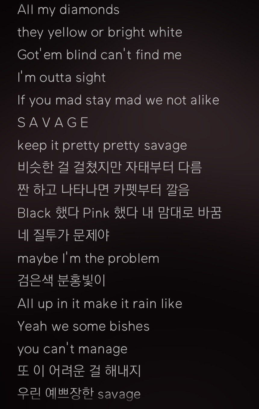 와 블핑 pretty savage 가사 봐 | 인스티즈
