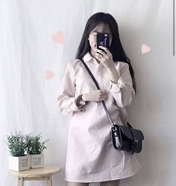 분홍 셔츠 원피스 | 인스티즈