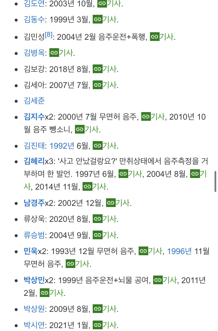 [마플] 연예인 음주운전 리스트 | 인스티즈