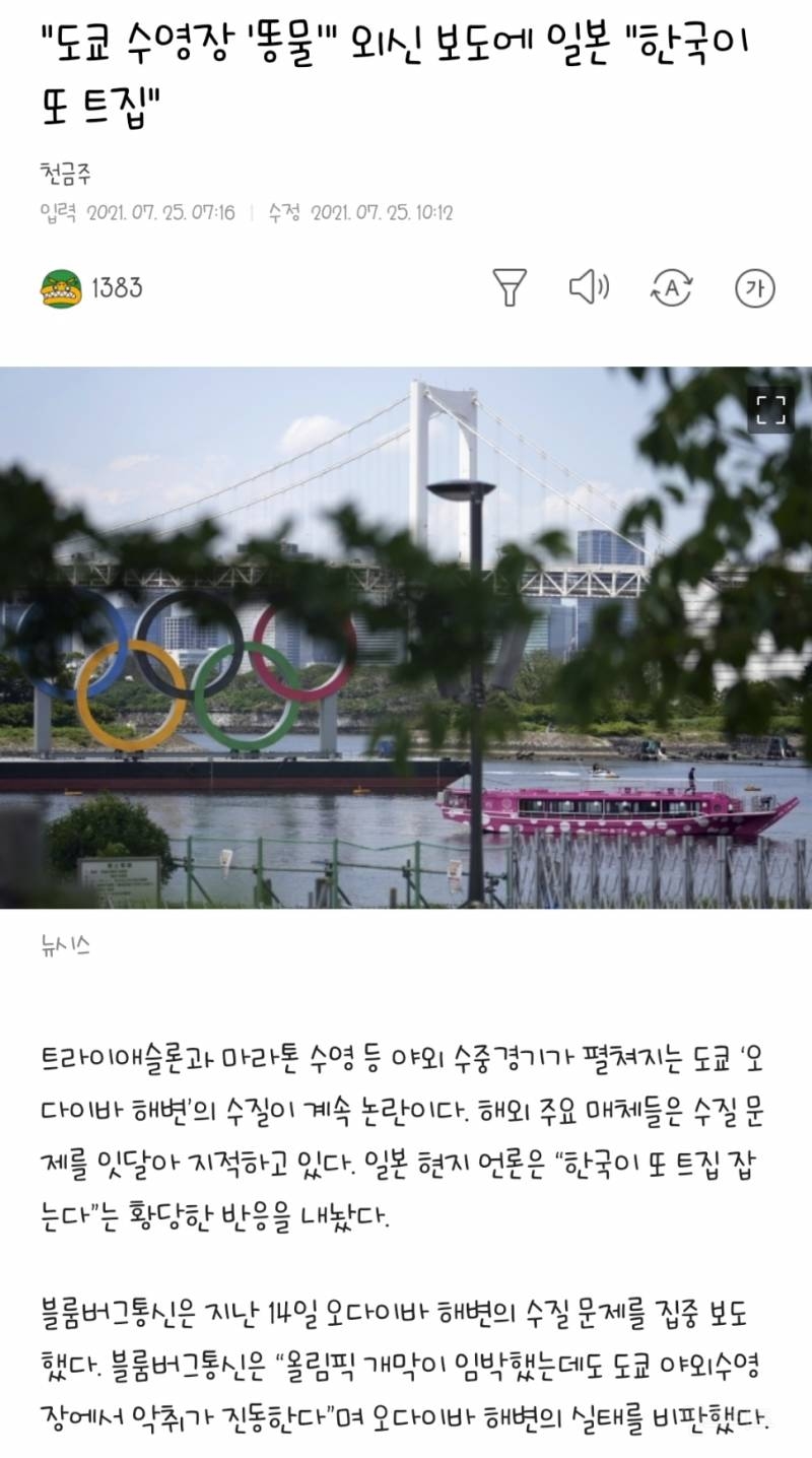 "도쿄 수영장 '똥물'" 외신 보도에 일본 "한국이 또 트집" | 인스티즈