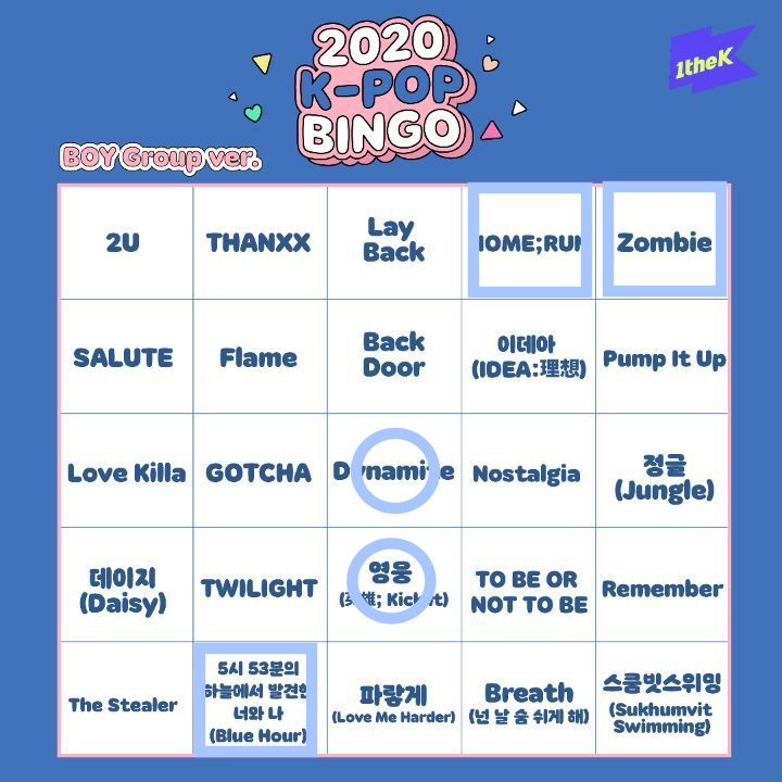 [잡담] 2020 케이팝 빙고라는데 나 수준 심각하네 | 인스티즈