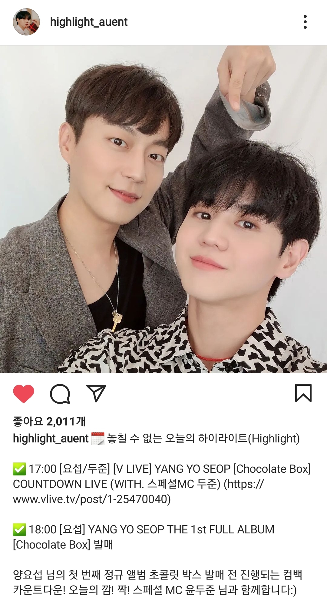 [잡담] 양요섭 컴백 브이라이브 스페셜 mc | 인스티즈