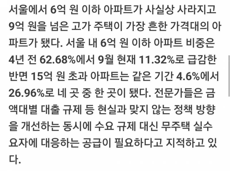 [단독] 서울 6억 이하 아파트 10채 중 1채만 남았다 | 인스티즈