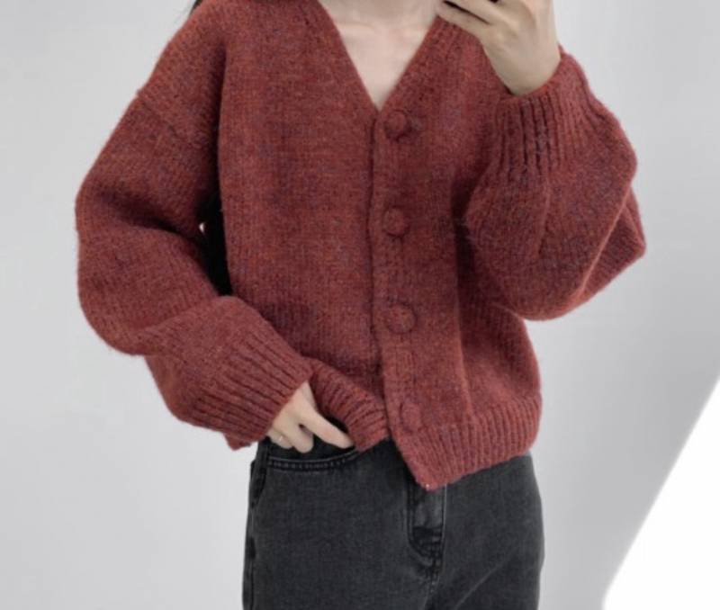 데일리쥬 와인색 가디건 | 인스티즈