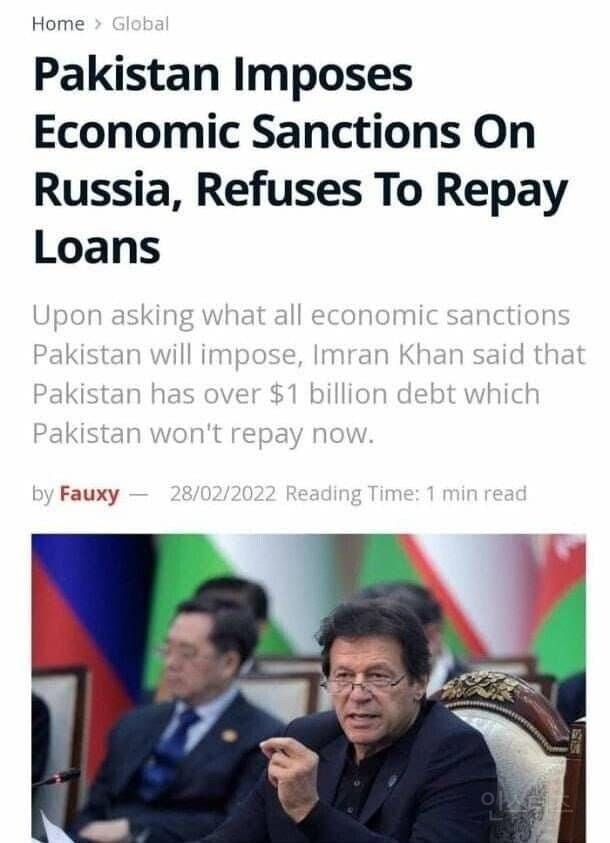 [속보] 파키스탄 러시아 경제 강력 제재동참 ㄷㄷ | 인스티즈