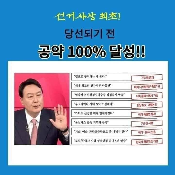 윤석열 선거사상 최초 당선되기 전 공약 100% 달성 | 인스티즈