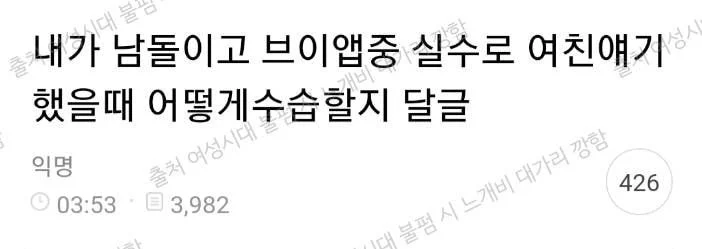 [잡담] 내가 브이앱 중에 실수로 여친 얘기한 잘나가는 남돌일때 대처방법 | 인스티즈