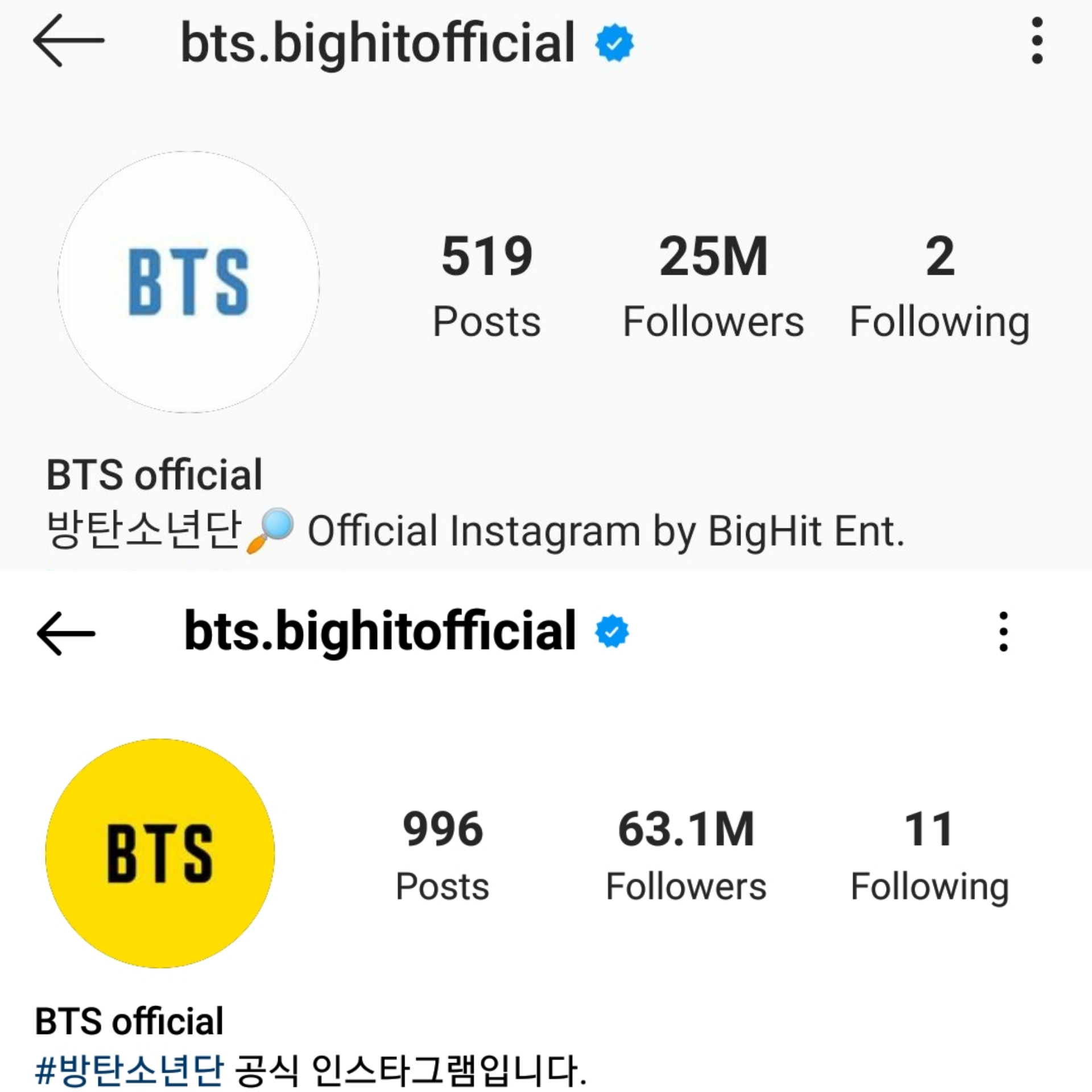 [잡담] 와 방탄 2년 전 5월 2일이랑 오늘 인스타 팔로워 수 차이 봐 | 인스티즈