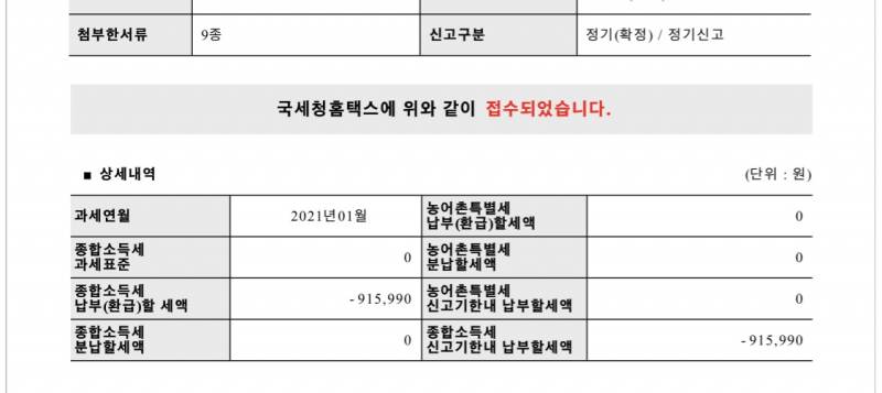 종합소득세 신고 했는데 이게 나 환급받는거 맞아? | 인스티즈