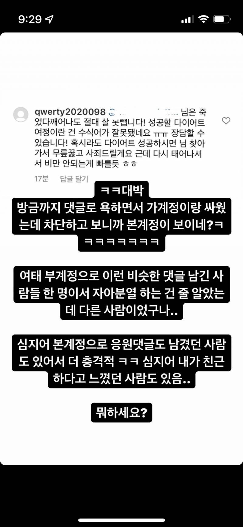 내가 좋아하는 인스타스타(?) 인데 악플 달리는 거 진짜 오바야 | 인스티즈
