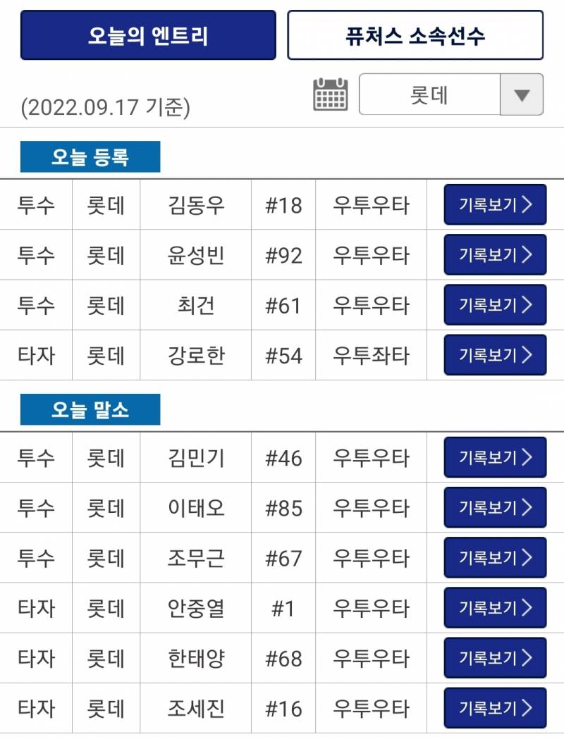 📢 퓨처스 안중열 한태양 조세진 말소 | 인스티즈