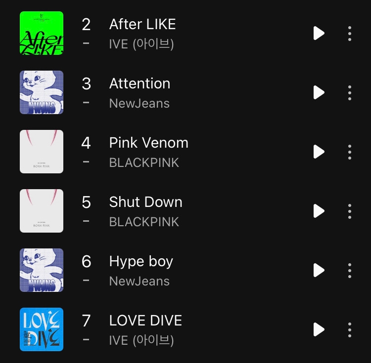 [잡담] 우와 지금 멜론차트 2~7위 대칭이야 | 인스티즈