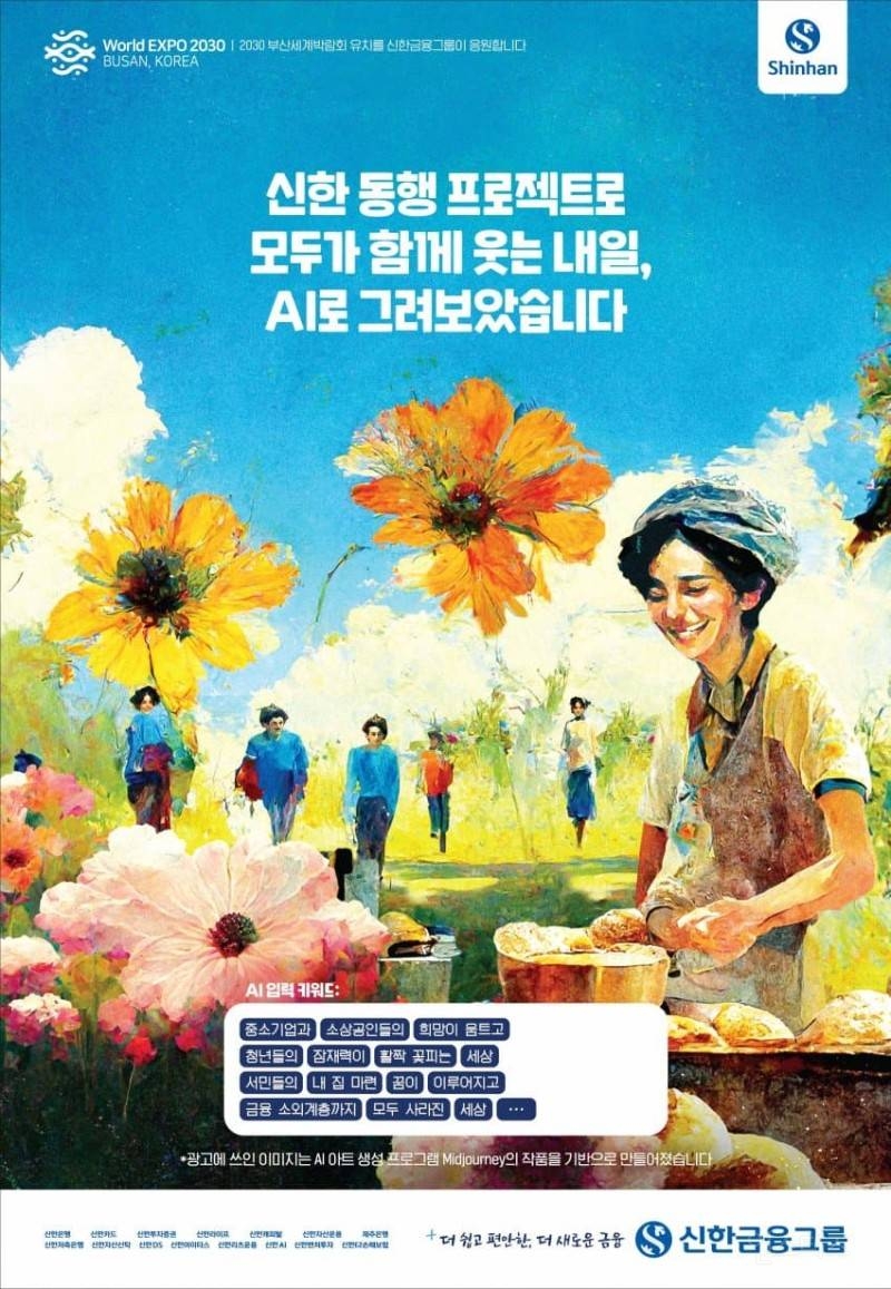 AI로 생성한 그림을 광고에 사용한 신한금융그룹 - 인스티즈(instiz) 이슈 카테고리