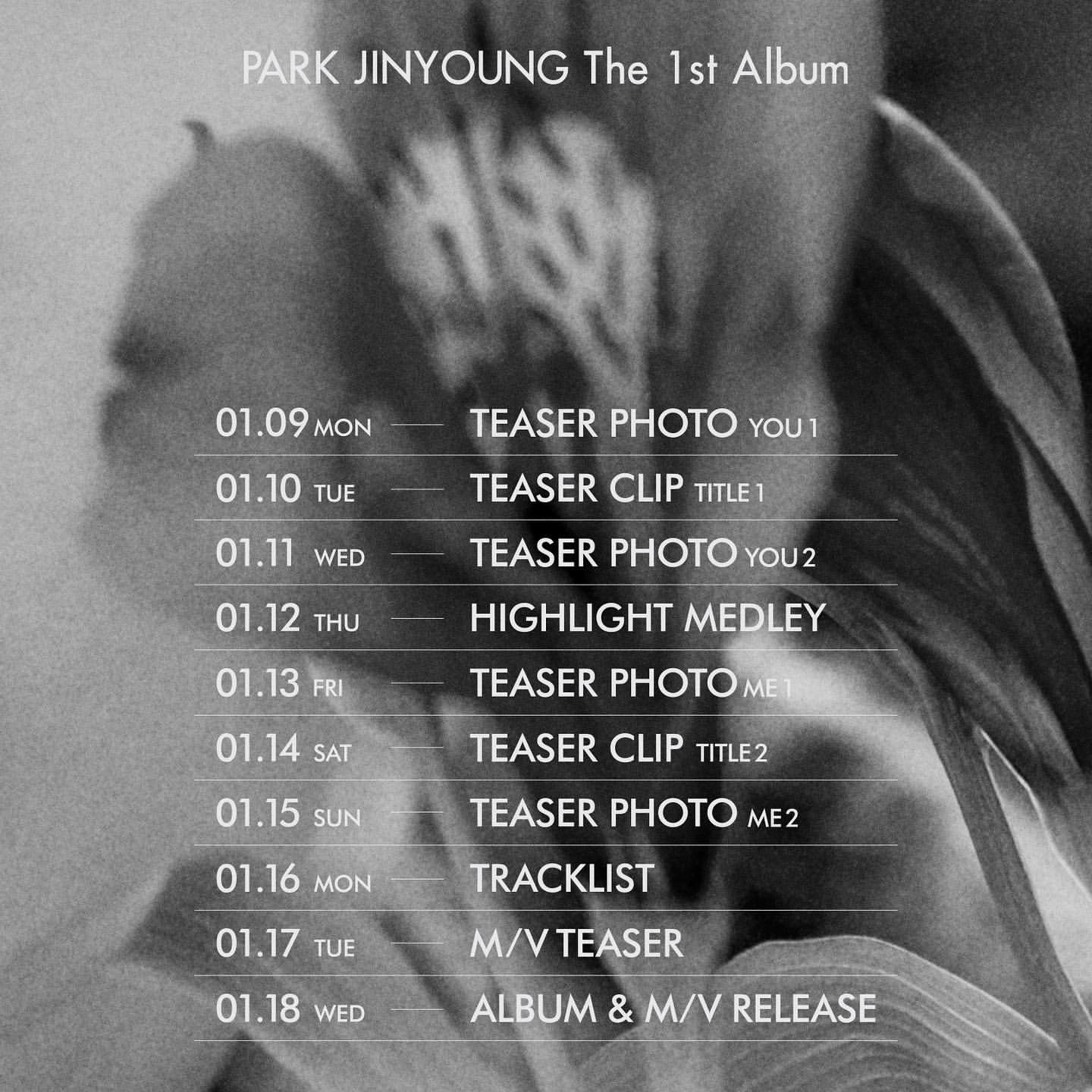 [정보/소식] [갓세븐진영] PARK JIN YOUNG The 1st Album 'Chapter 0: WITH' Schedule Poster | 인스티즈