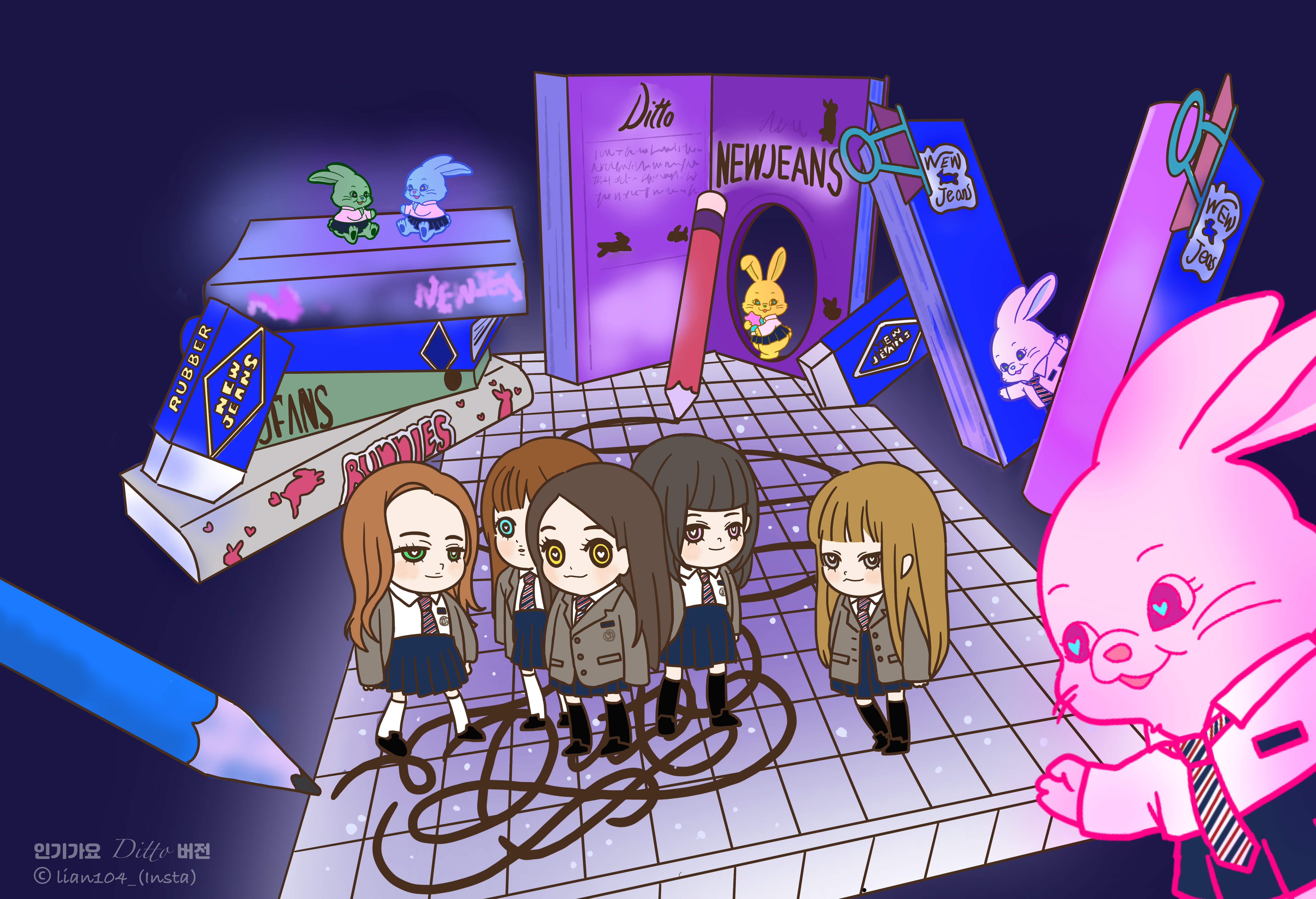 [잡담] 뉴진스 ditto 인기가요 팬아트 | 인스티즈