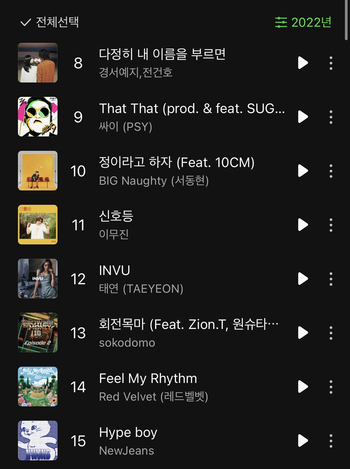 [정보/소식] 2022 멜론 차트 국내 연간 탑20 | 인스티즈