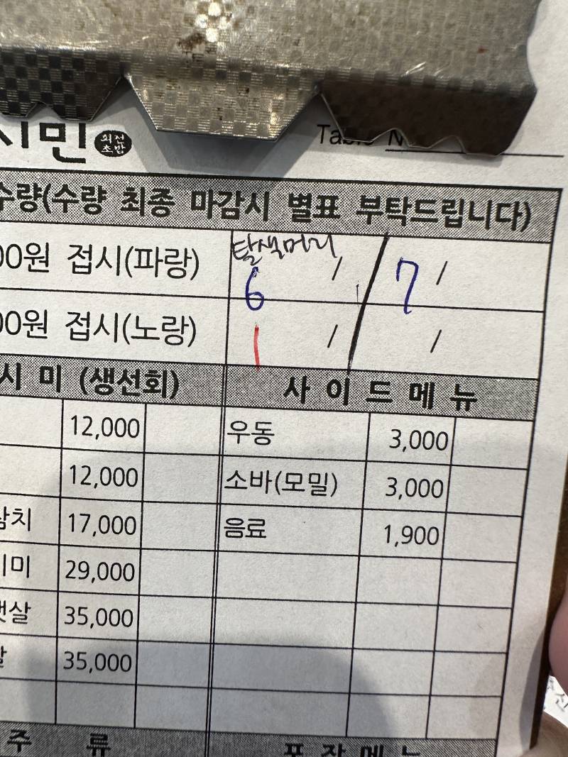 회전초밥 집 갔는데 직원이 친구랑 나 구별하려고 계산서 써둔 거 | 인스티즈