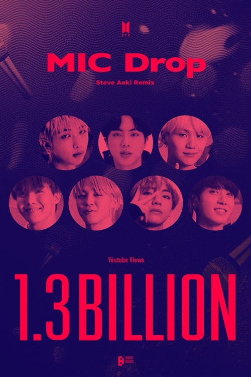 [정보/소식] 방탄소년단 13억뷰, 'MIC Drop (Steve Aoki Remix)' MV로 통산 4번째 기록 | 인스티즈