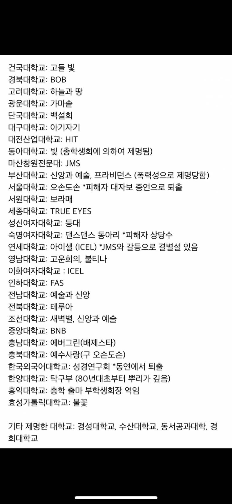 사이비 정명석이 옛날에 대학에 만든 동아리들이래 | 인스티즈