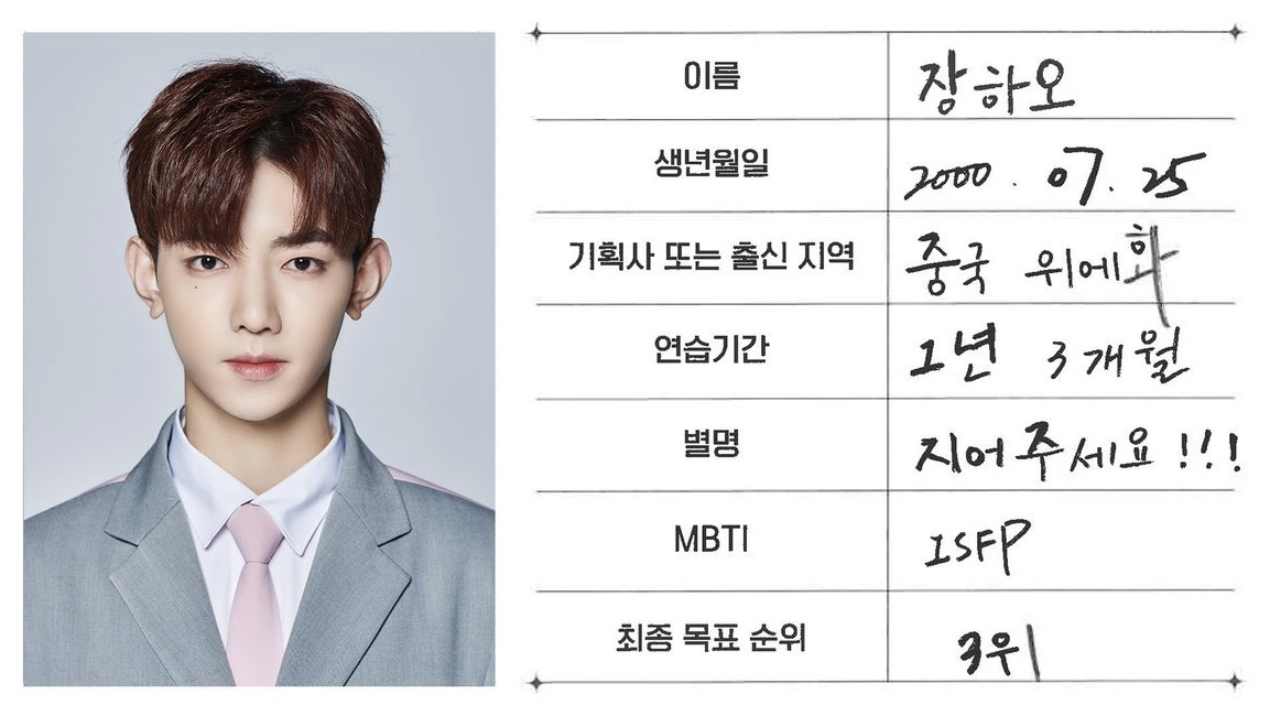 [잡담] 이러다 장하오 자기가 쓴 목표순위로 데뷔하는거 아님? | 인스티즈