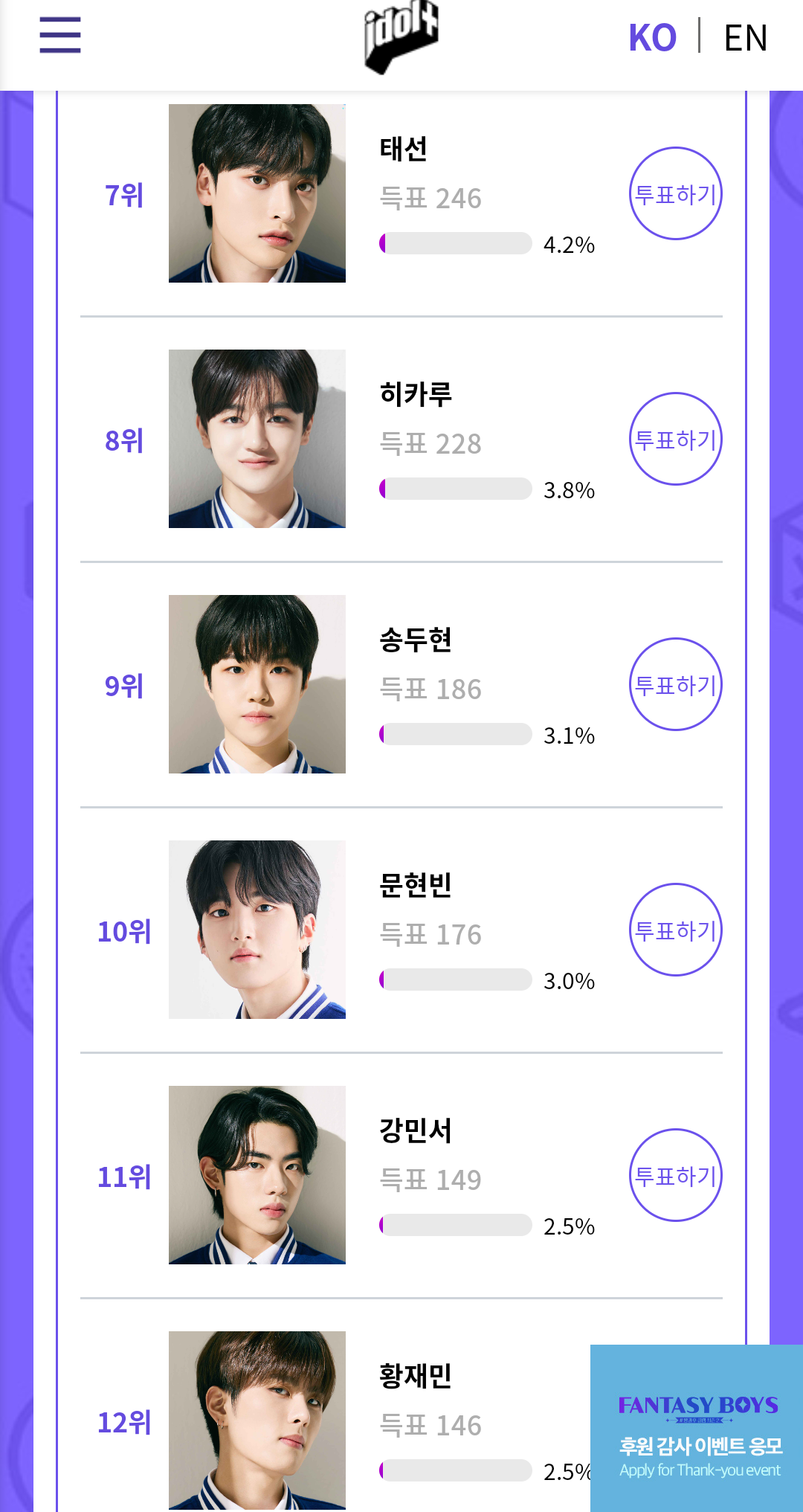 [잡담] 소년판타지 이거 투표 간단한데 투표할사람 | 인스티즈