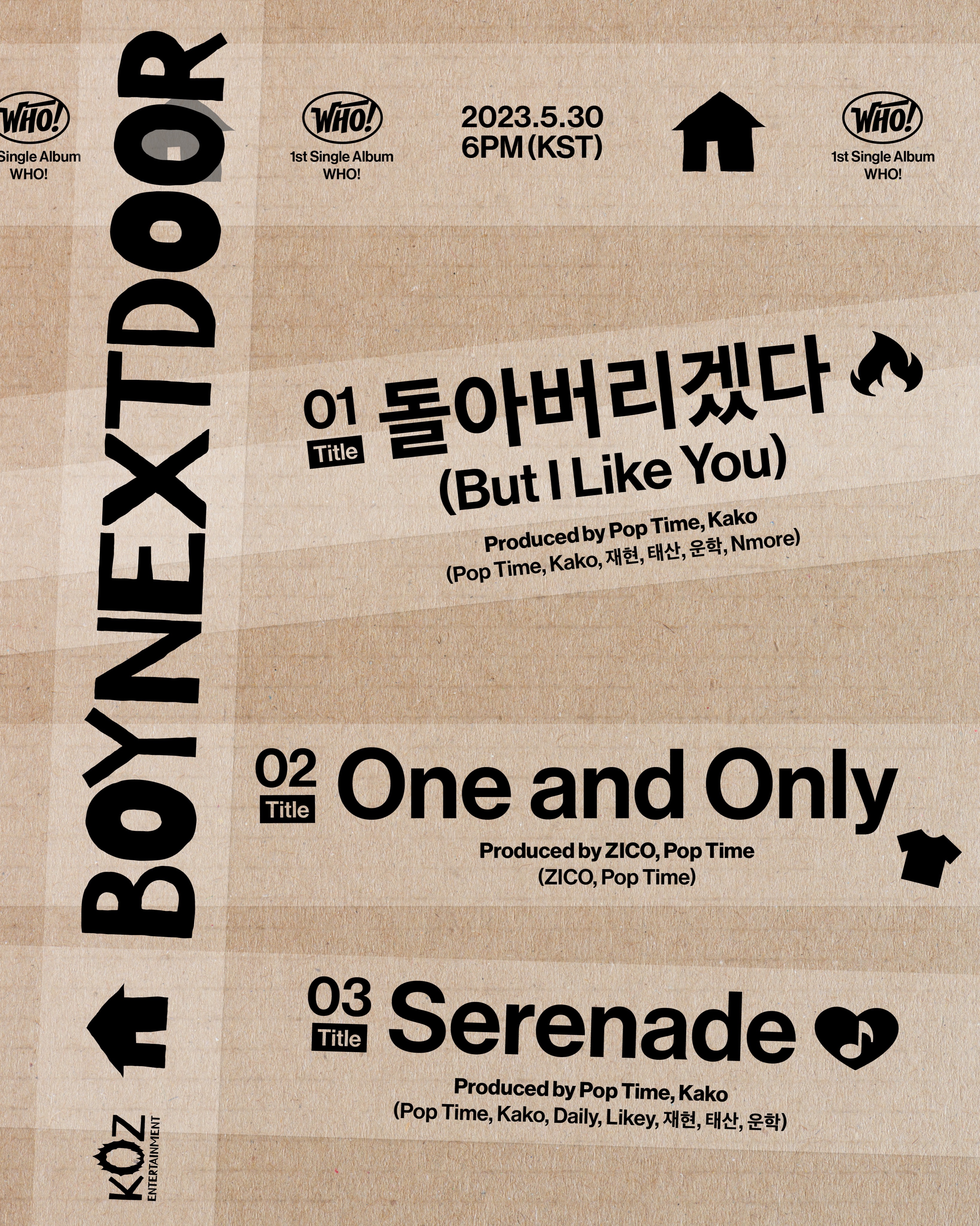 [정보/소식] BOYNEXTDOOR 1st Single Album [WHO!] Track List | 인스티즈