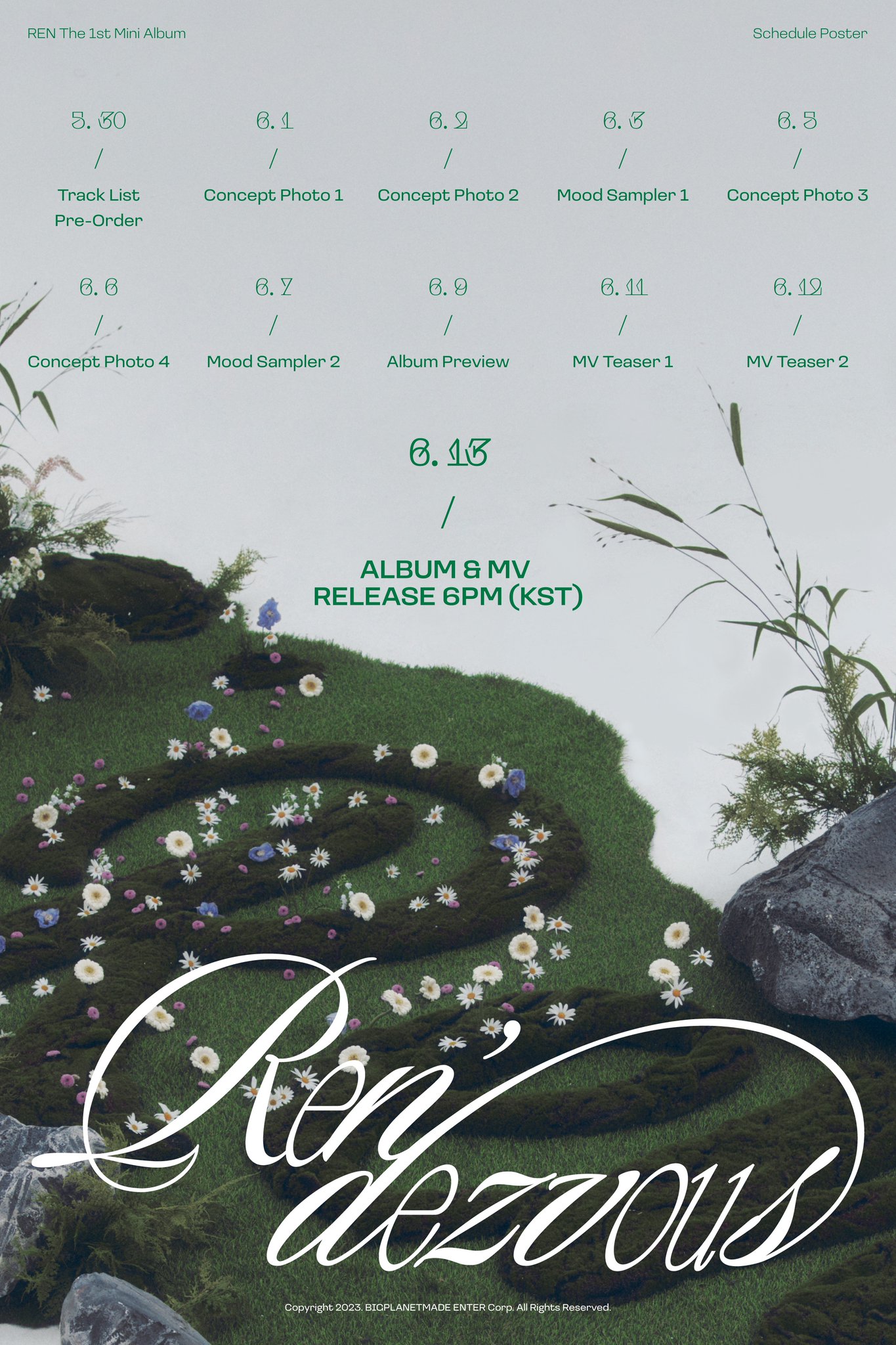[정보/소식] 렌 (REN) The 1st Mini Album 'Ren'dezvous' Schedule Poster | 인스티즈