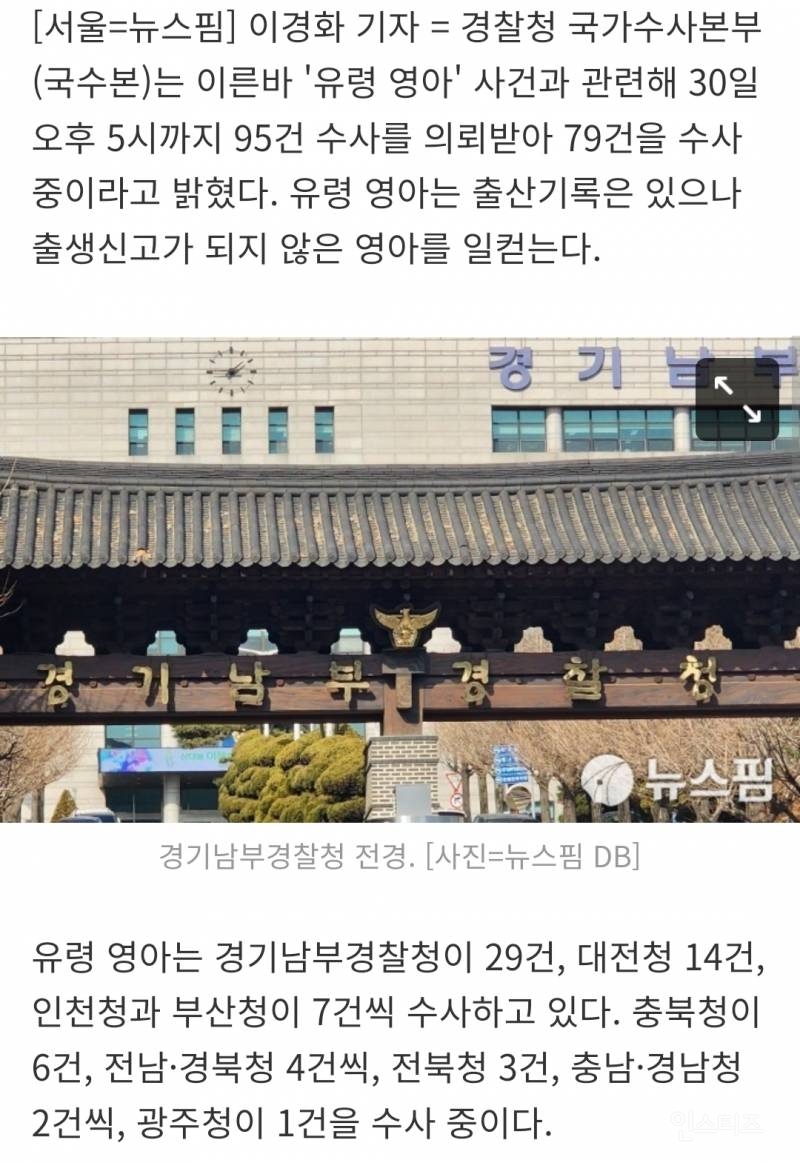 경찰, '유령 영아' 총 79건 수사 중…8명 사망 확인 | 인스티즈