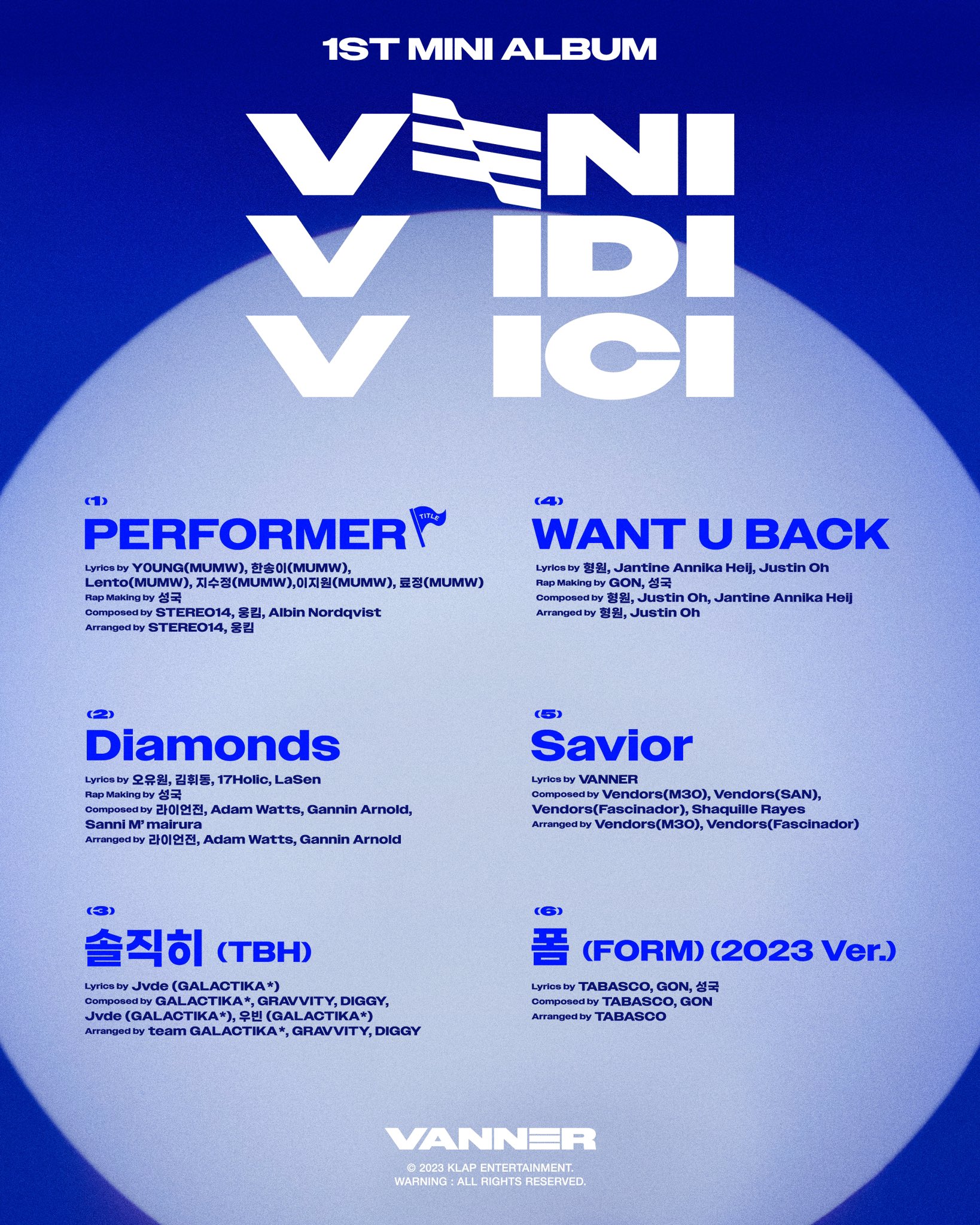 [정보/소식] VANNER(배너) 1ST MINI ALBUM [VENIVIDIVICI] Track List | 인스티즈