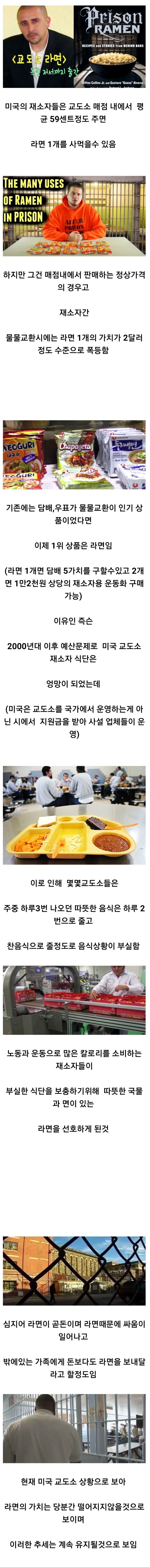 미국 교도소에서 화폐 대신에 쓰이는 라면의 위상 | 인스티즈