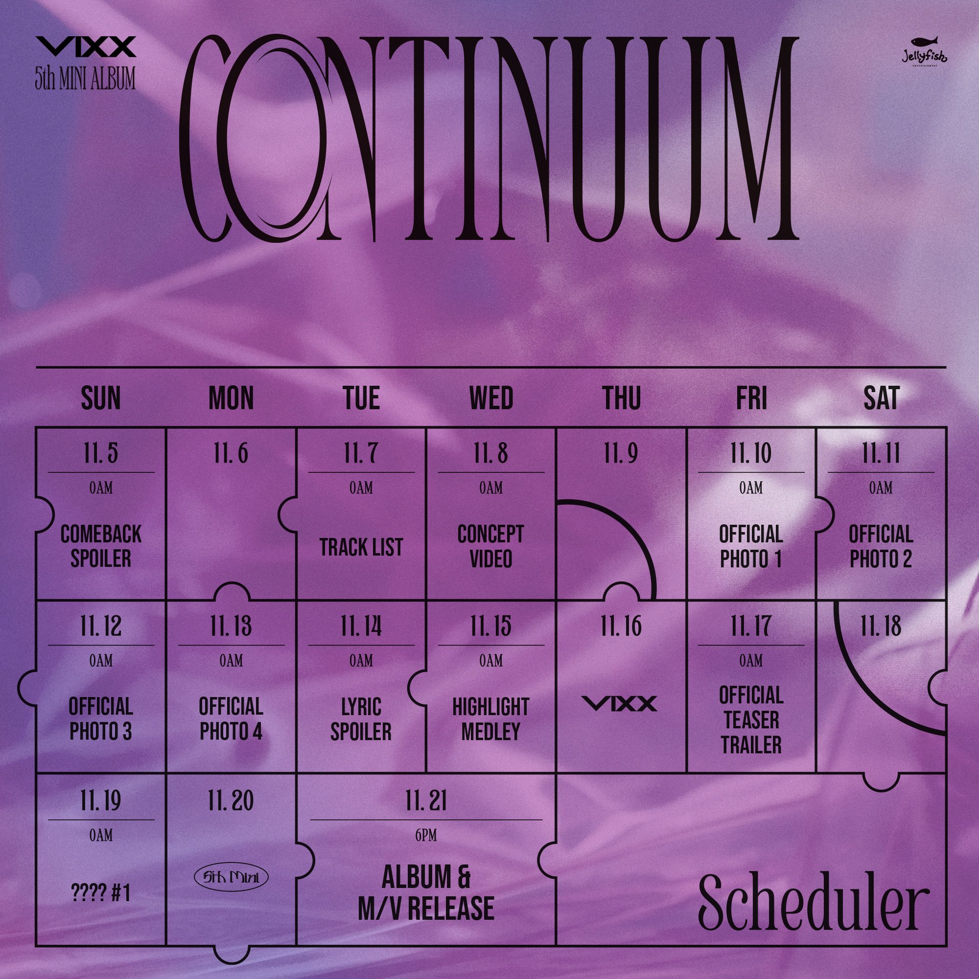 [정보/소식] VIXX 빅스 5th MINI ALBUM &lt;CONTINUUM&gt; Comeback Scheduler 2023. 11. 21 6PM (KST) | 인스티즈