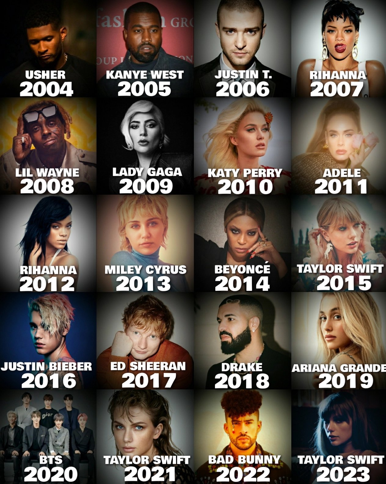 [정보/소식] 빌보드 선정 올해의 팝스타들(04년~23년) | 인스티즈