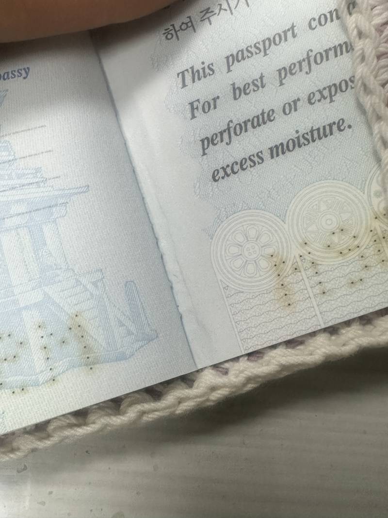 [잡담] 여권에 이런 얼룩 생겼는데 재발급 빋아야되나?? | 인스티즈